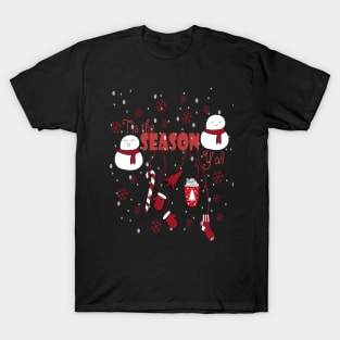 Tis the Season New Year Snowman tree Vibes coffee Love Cute Holiday Gift T-Shirt